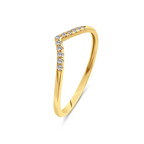 Silventi 9NBSAM-G230358 Gouden Ring met Zirkonia - Dames - V ring - maat 54 - 1,5mm Breed - 14 Karaat - Goud