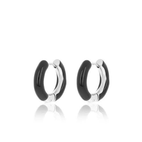 Silver/ black hoop earrings