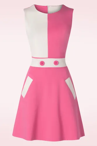 Sixties Contrast jurk in roze