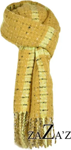 Sjaal geel- ( gemêleerde) wintersjaal - langwerpig  200/60 cm - natuurlijke materialen- Herfst /wintersjaal