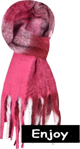 Sjaal- roze- grote ruit- dikke sjaal - langwerpig -prachtige  keurcombi-nieuw