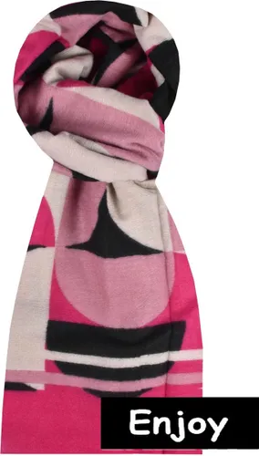 Sjaal -roze -retroprint- wintersjaal- natuurlijke materialen
