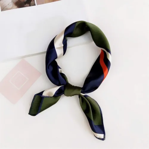 Sjaal voor dames - hals sjaal - Blauw/Wit/Groen - neksjaaltje - Satijn Chiffon Zijdezacht - Dames accessoires