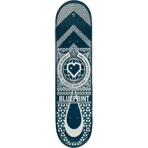 Skateboard Deck Blueprint Home Heart (8" - Blauw)
