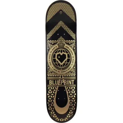 Skateboard Deck Blueprint Home Heart (8.125" - Zwart/Goud)