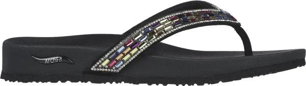"Skechers Arch Fit Meditation -Glam Gal Dames Slippers - Zwart;Multicolour