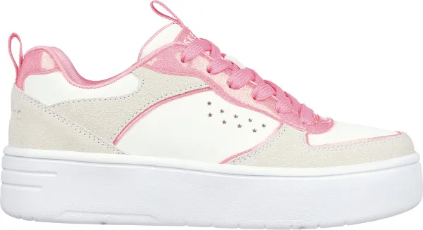Skechers Court High - Glitter Mix Meisjes Sneakers - Wit/Roze