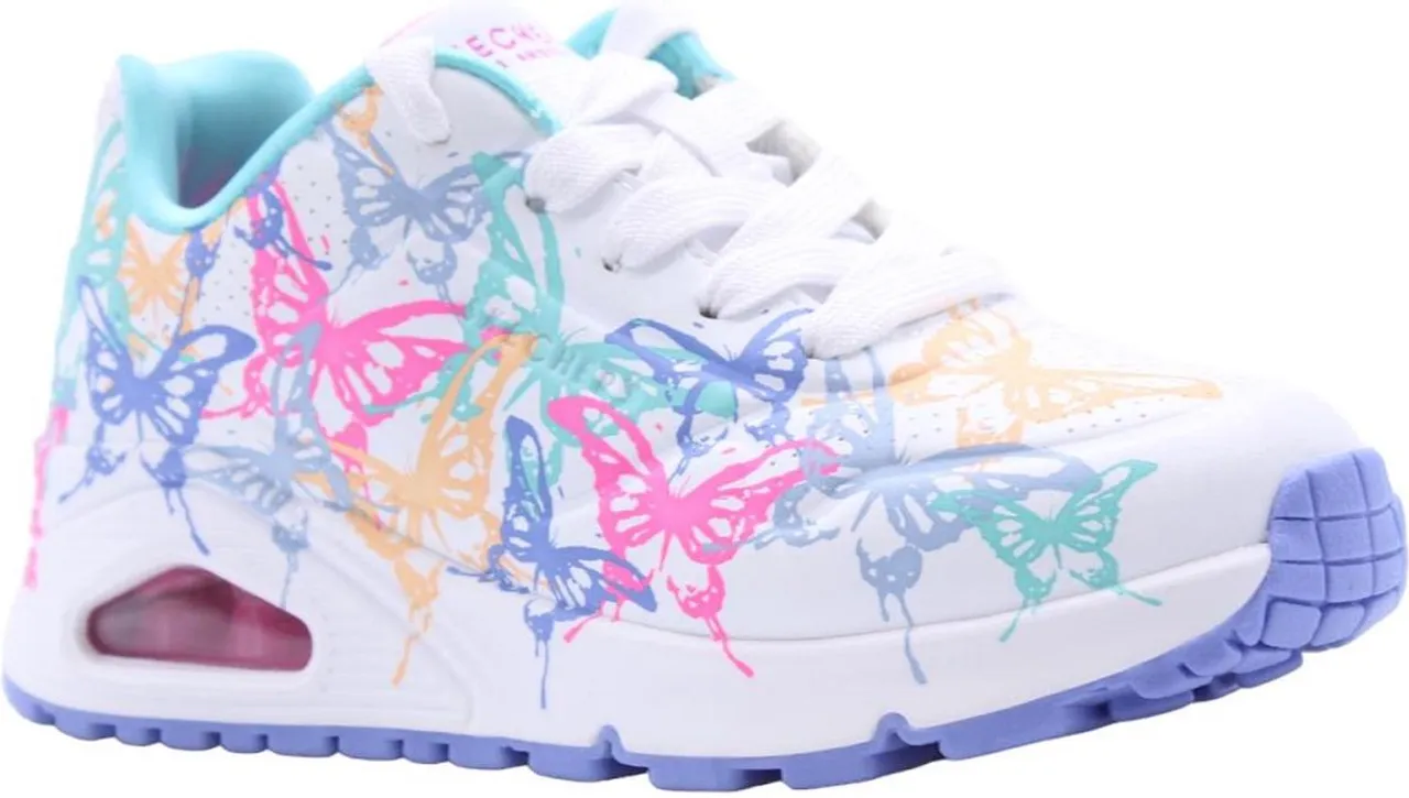 "Skechers Uno Gen1 - Butterfly Zooms Meisjes Sneakers - Wit;Multicolour