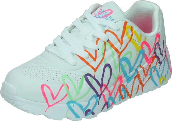 Skechers Uno Lite - Spread The Love Meisjes Sneakers - Wit/Mutlicolour