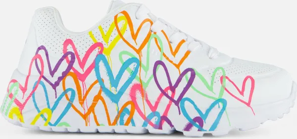 Skechers Uno Lite - Spread The Love Meisjes Sneakers - Wit/Mutlicolour