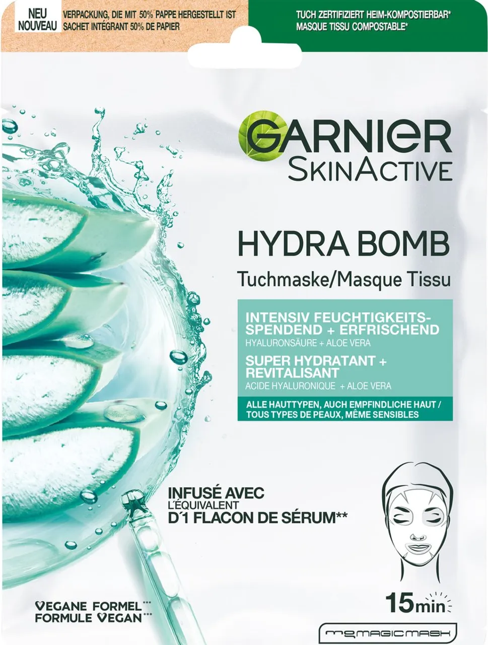 SkinActive Hydrabomb Super Hydraterend Tissuemasker met Hyaluronzuur en Aloe Vera 1 stuk