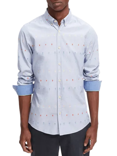 Slim fit jacquard overhemd - Maat XL - Multicolor - Man - Shirt - Scotch & Soda