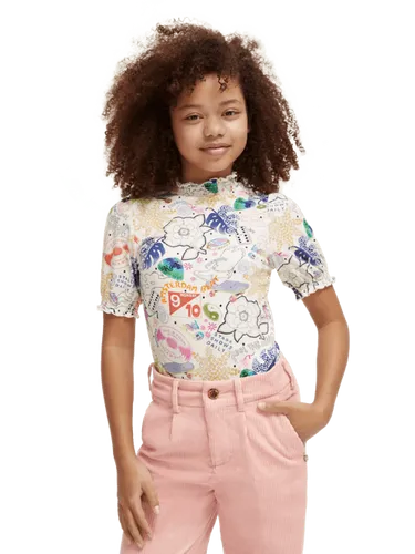 Slim-fit T-shirt met opstaande kraag - Maat 16 - Multicolor - Meisje - T-shirt - Scotch & Soda