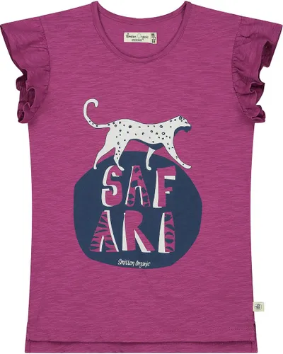 Smitten Organic - Safari 'tekst en luipaard' korte mouwen meisjes T-shirt