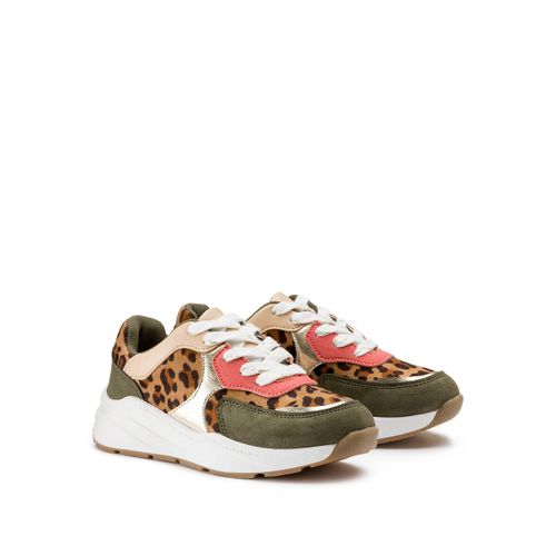 Sneakers met veters, luipaard motief