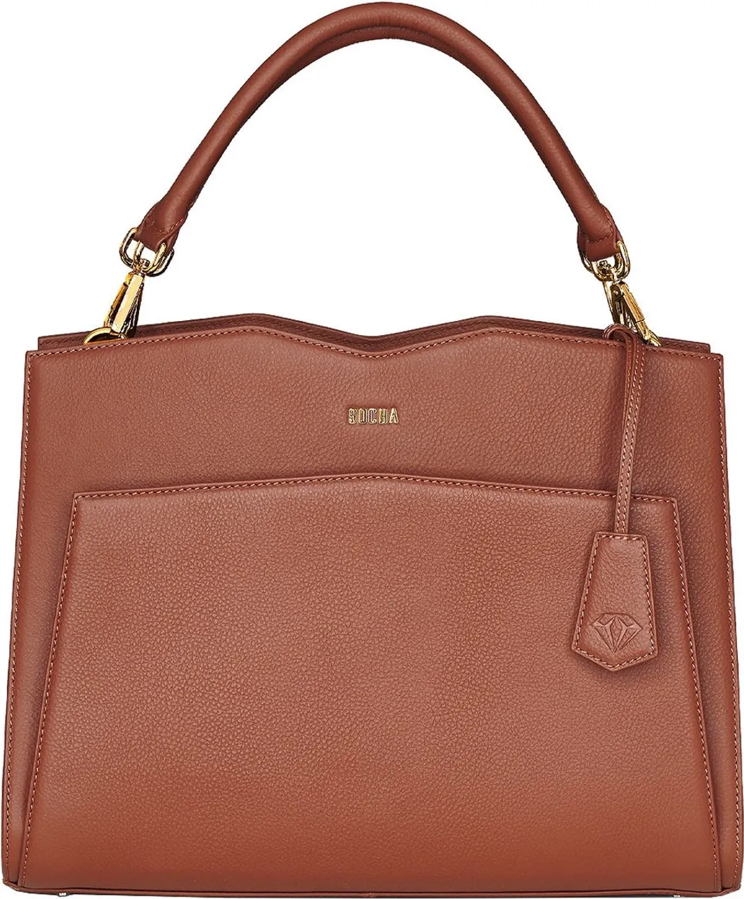 Socha Diamond Leather Shoulder Businessbag 12-14" Cognac