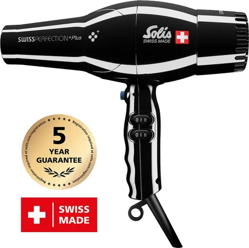 Solis Swiss Perfection Plus 3801 Föhn - Haardroger met Smart Silencer - Zwart