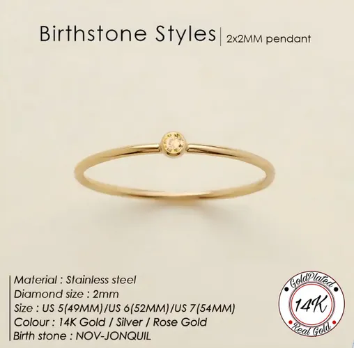 Soraro Birthstone Ring | November |16mm | 14K Goldplated | Goud | Cadeau Voor Haar | Cadeau Voor Vriendin | Verjaardag Cadeau | Moederdag Cadeau | Cad...
