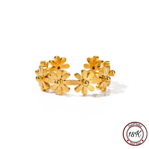 Soraro Flower Ring | 18K Goldplated | Goud | Dames Ring | Bloem | Klemring | Vrouwen Cadeau | Moederdag | Moederdag cadeau