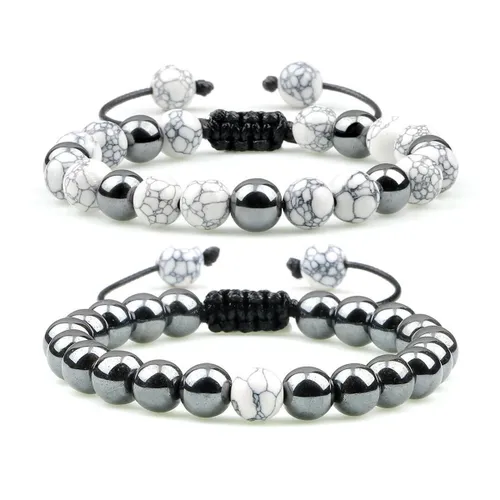 Sorprese armband - Luxury Bead - armband dames - kralen - marmer look wit - verstelbaar - 17-27 cm - unisex - cadeau - model I