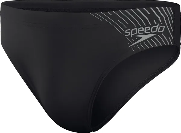 Speedo Medley Logo 7cm Brief Zwart/Grijs Heren Sportzwembroek