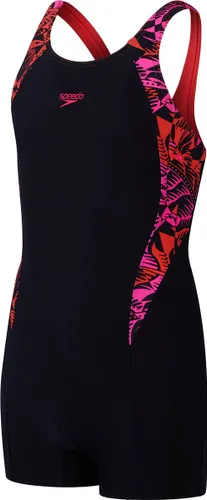 Speedo Printed Panel Legsuit Zwart/Roze Sportbadpak