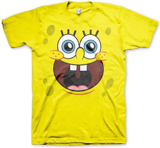 SpongeBob SquarePants Heren Tshirt -S- Sponge Happy Face Geel