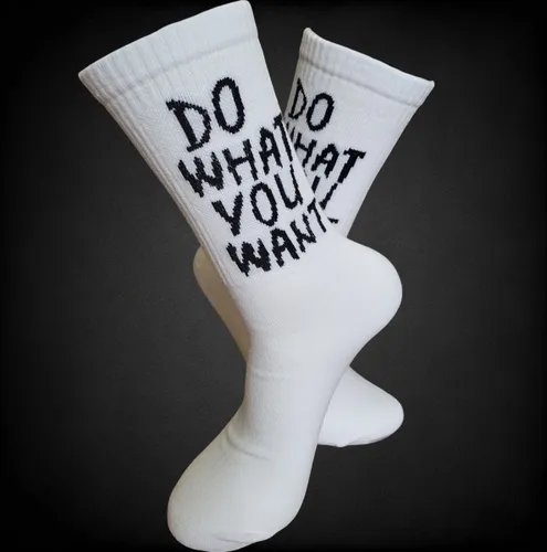 Sportsokken - Doe wat je wilt Sokken - leuke sokken - vrolijke sokken - witte sokken - tennis sokken - fitness sokken - valentijns cadeau - sokken met
