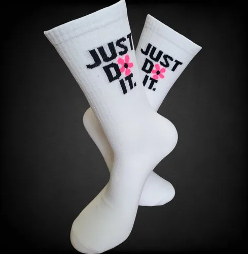 Sportsokken - Just Do It Sokken - Doe het leuke sokken - vrolijke sokken - witte sokken - tennis sokken - fitness sokken - valentijns cadeau - sokken