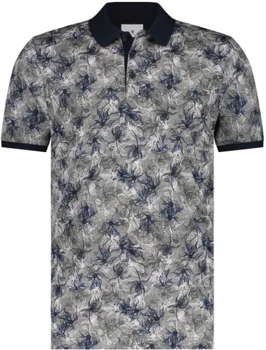 State Of Art Pique Polo Print Navy