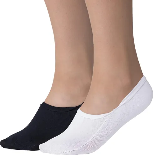 Steps Onzichtbare Sneaker Sok Dames Katoen 2 paar Zwart en 2 paar Wit