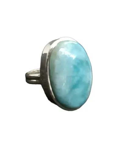 Stones & Bones® - Larimar ring verstelbaar 925 zilver