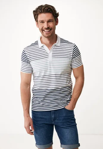 Striped Buttonless Polo SS Mannen - Wit