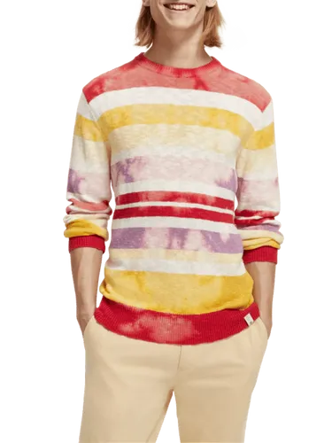 Striped slub-cotton pullover with tie-dye - Maat XXL - Multicolor - Man - Knitwear - Scotch & Soda