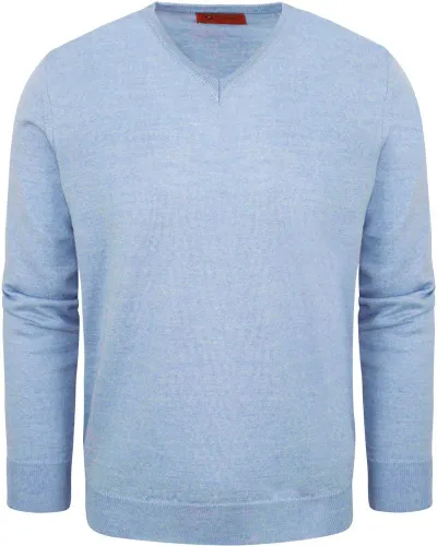 Suitable Pullover V-Hals Wol Lichtblauw