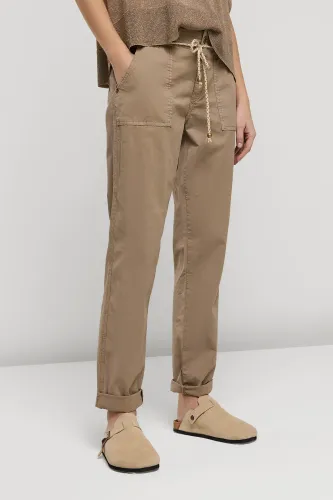 Summum 4s2566-11907 tapered pants brisk stretch cotton twill