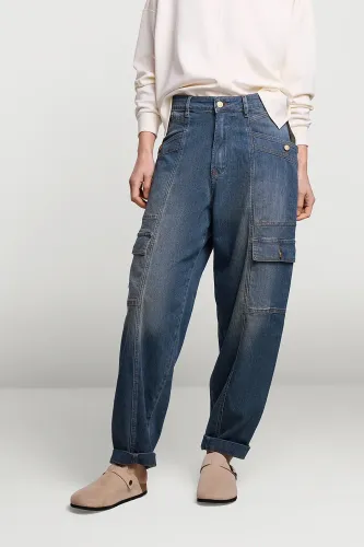 Summum 4s2579-5111 cargo jeans printed stripe denim