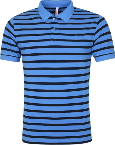 Sun68 - Polo Cold Dye Stripes Blauw - Modern-fit - Heren Poloshirt