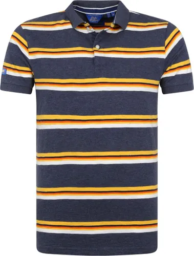 Superdry - Classic Polo Strepen Donkerblauw - Modern-fit - Heren Poloshirt
