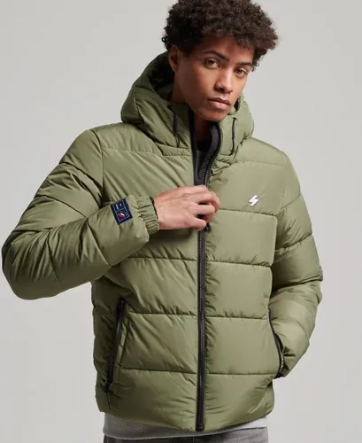 Superdry Hooded Sports Puffr Jacket Heren Jas - Dusty Olive Green