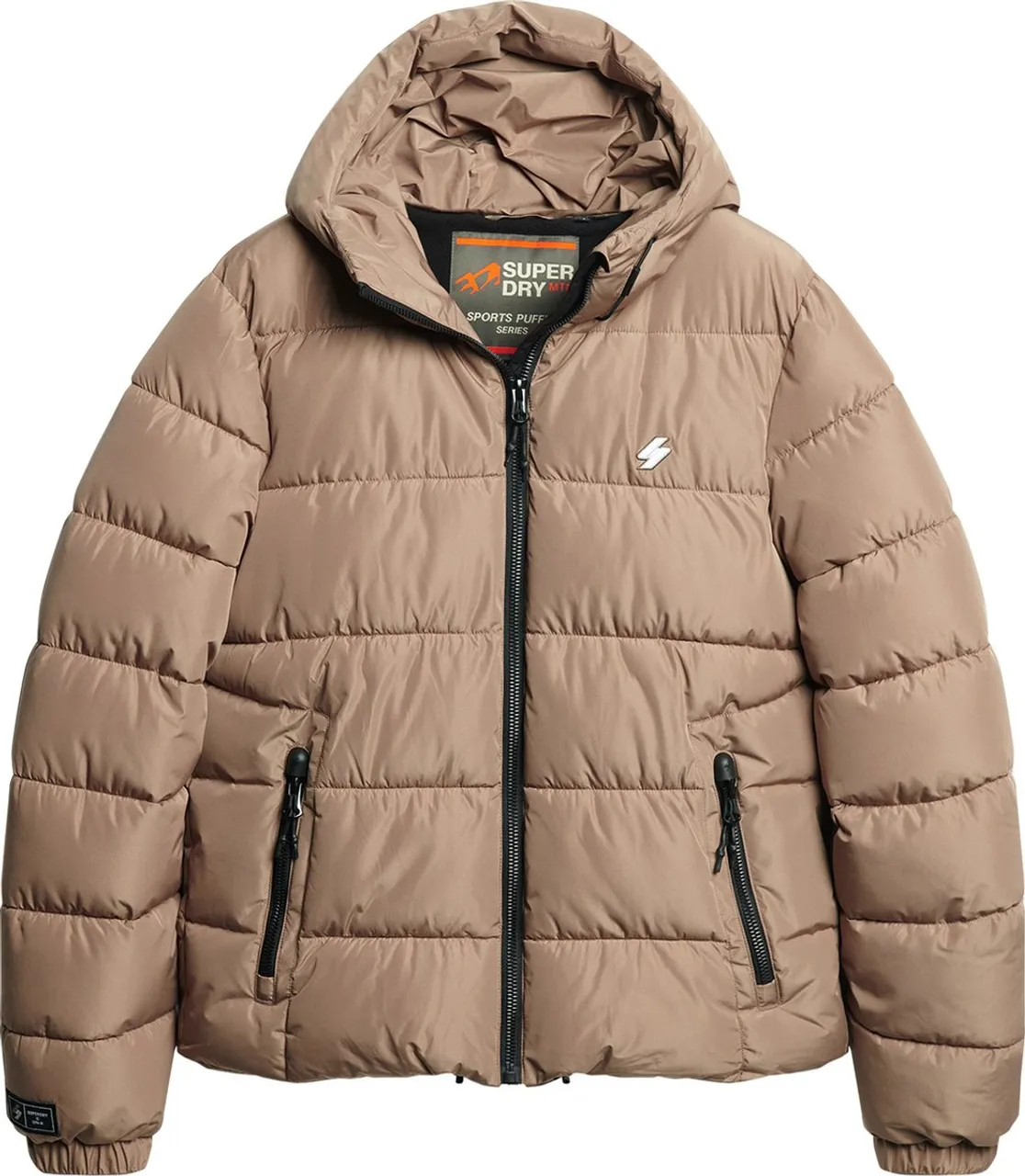 Superdry Hooded Sports Puffr Jacket Heren Jas - Fossil Brown