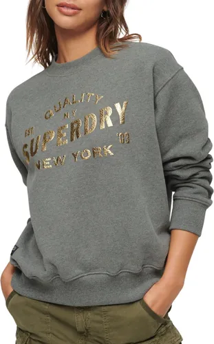 Superdry Luxe Metallic Logo Sweatshirt Dames Trui - Rich Charcoal Marl