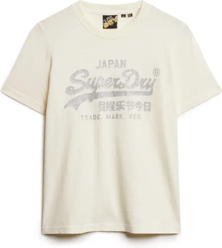 Superdry METALLIC VL RELAXED T SHIRT Dames - Wit