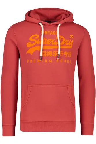 Superdry sweater hoodie rood effen katoen slim fit