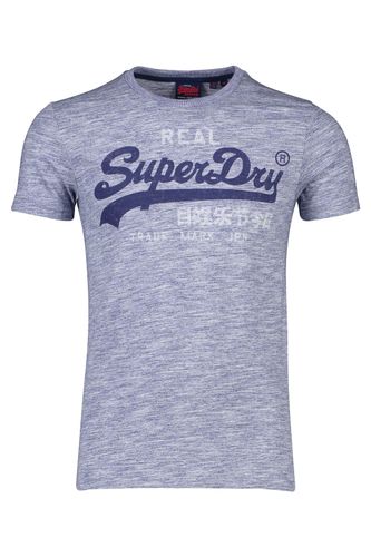 Superdry t-shirt blauw gemeleerd met opdruk