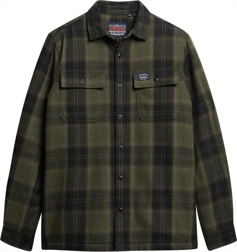 Superdry Wool Miller Overshirt Heren Overhemd - Roderick Check Olive