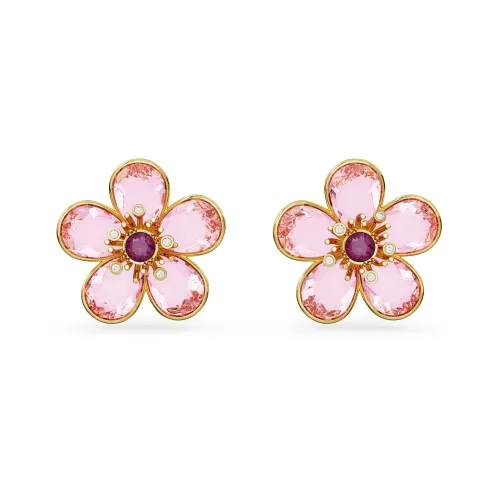 Swarovski Florere oorbellen met bloemen van roze kristallen