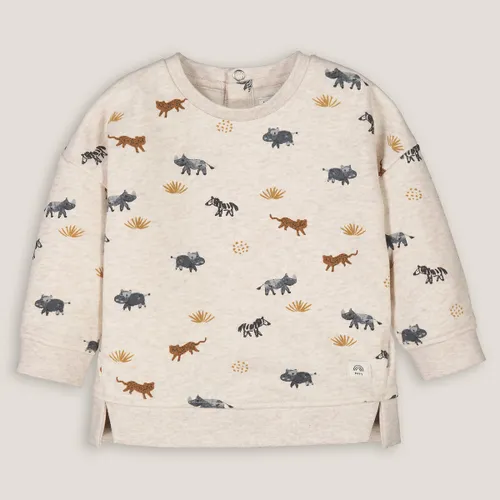 Sweater in molton, drukknoopsluiting achteraan, dierenprint