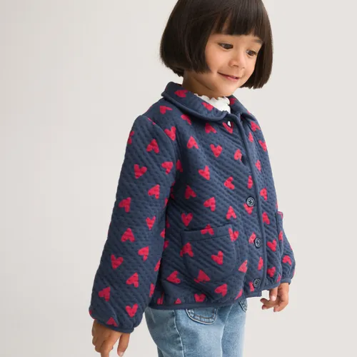 Sweater met knoopsluiting en Claudinekraag, hartenprint
