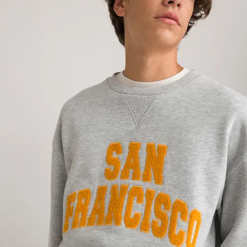 Sweater met ronde hals, in molton, San Francisco motief
